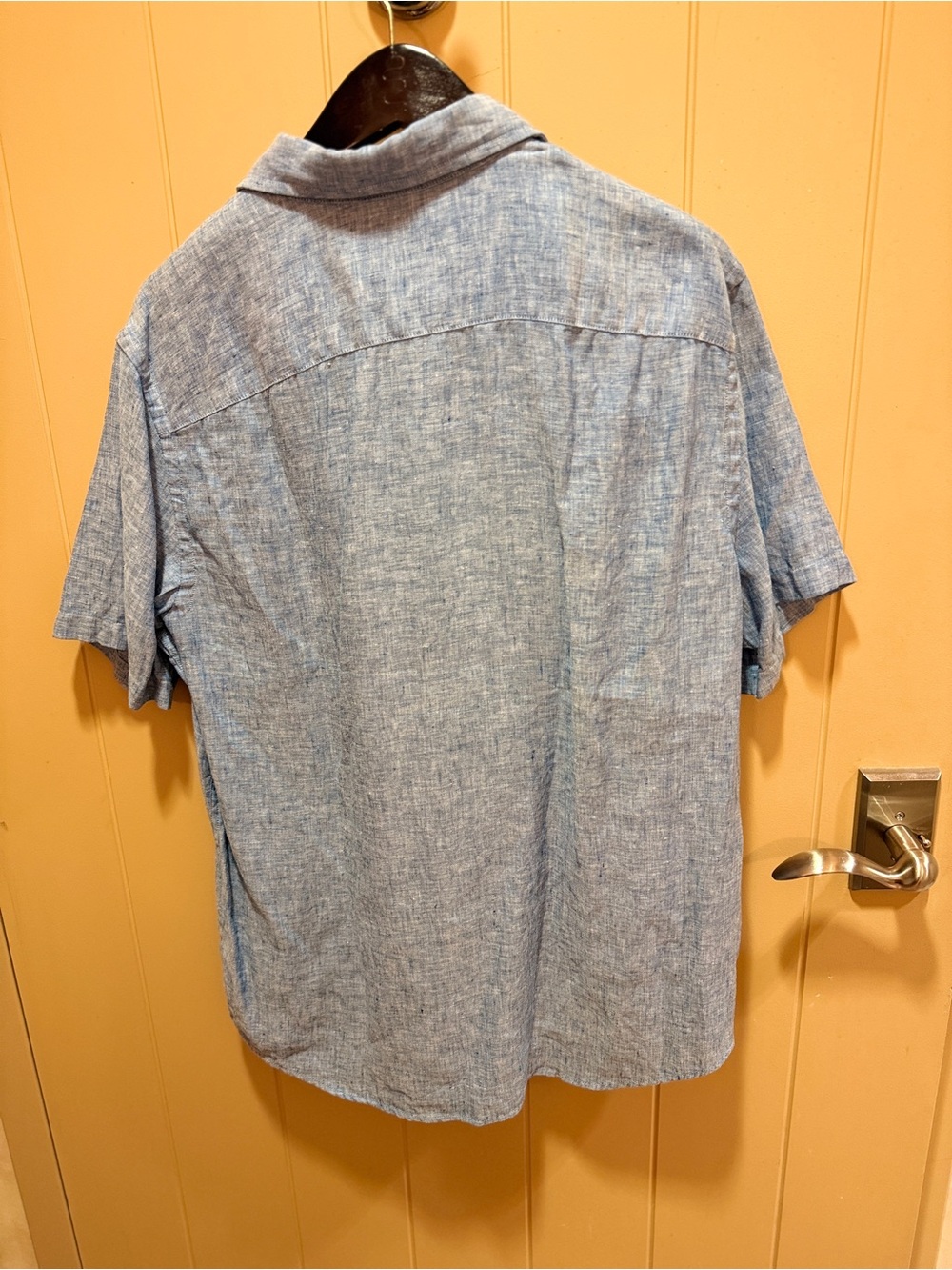UNTUCKit Large Blue 100% Linen Short Sleeve Button Down Shirt Beach Resort - Picture 7 of 7